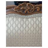 French Rococo Carved Wood Armchair & Damask Upholstery - Seat 25x22, Seat Ht 16in, Ht 38in French Rococo Carved Wood Armchair & Damask Upholstery - Seat 25x22, Seat Ht 16in, Ht 38in