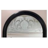 Arch Mirror - Black Frame - Frosted Filigree Pattern Arch Mirror - Black Frame - Frosted Filigree Pattern