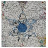 Patchwork Star Quilt - Hexagon Star Patchwork with Floral Prints & Pink Binding - Damaged - For crafts/repurposing Patchwork Star Quilt - Hexagon Star Patchwork with Floral Prints & Pink Binding - Damaged - For crafts/repurposing