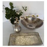 Paris Tray, Paris Covered Jar, Baroque Hammered Bowl & Greens Paris Tray, Paris Covered Jar, Baroque Hammered Bowl & Greens