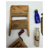 Antique Match Holder - Miniature Bottles, Clothes Pins & Parts Collection Antique Match Holder - Miniature Bottles, Clothes Pins & Parts Collection
