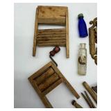 Antique Match Holder - Miniature Bottles, Clothes Pins & Parts Collection Antique Match Holder - Miniature Bottles, Clothes Pins & Parts Collection
