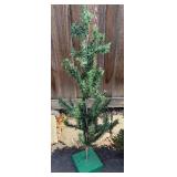 Two Small Artificial Christmas Trees & Merry Christmas Doormat Two Small Artificial Christmas Trees & Merry Christmas Doormat