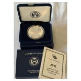 2011 W-American Eagle One Ounce Proof Silver Bullion Coin - original package with COA