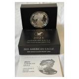 2021 W-American Eagle One Ounce Proof Silver Bullion Coin - original package with COA