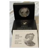 2022 W-American Eagle One Ounce Proof Silver Bullion Coin - original package with COA