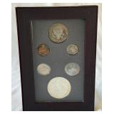 1992 Prestige Olympic Silver Proof Set 7 Coins - no COA or other packaging, minor damage on some coins