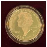 1993 S-Thomas Jefferson 250th Anniversary Proof Set Solver Dollar - Original Package w/ COA