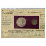 1994 Thomas Jefferson Coilage and Currence 4 Coin Set in original Package