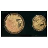 1992 Columbus Quincentenary 2 coin Proof set (Silver Dollar/Half Dollar) - case is fire damaged, no COA but coins appear to be in good shape