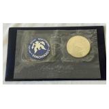 1971 S-Eisenhower Uncirculated Silver Dollar with token- original package with COA