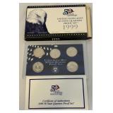 1999 State Quarters Proof Set (DE, PA, NJ, GA, CT) - original package with COA