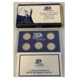1999 State Quarters Proof Set (DE, PA, NJ, GA, CT) - original package with COA