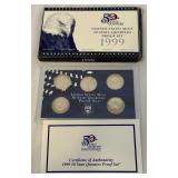1999 State Quarters Proof Set (DE, PA, NJ, GA, CT) - original package with COA