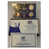 2000 State Quarters Proof Set (MA, MD, SC, NH, VA) - original package with COA