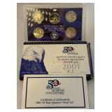 2001 State Quarters Proof Set (NY, NC, RI, VT, KY) - original package with COA, box is dirty