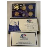 2001 State Quarters Proof Set (NY, NC, RI, VT, KY) - original package with COA