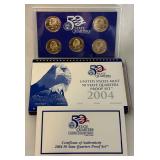 2004 State Quarters Proof Set (MI, FL, TX, IA, WI) - original package with COA