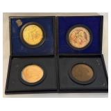 (4) American Revolution Bicentennial Commemorative Medals - (2) 1971, 1973, 1974 - some fire damaged