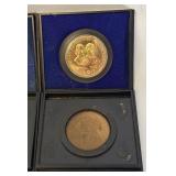 (4) American Revolution Bicentennial Commemorative Medals - (2) 1971, 1973, 1974 - some fire damaged