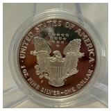 1990 S-American Eagle Liberty Proof Silver Dollar - just the coin in a protective plastic case