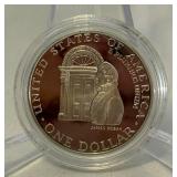 1992 W-White House 200th Anniversary Commemorative Silver Dollar - just the coin in a protective plastic case