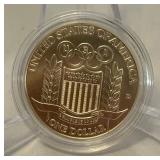 1992 D-Olympic Baseball Commemorative Uncirculated Silver Dollar - just the coin in a protective plastic case, one appears to have slight fire damage