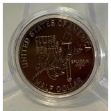 1992 P-Olympic Gymnastics Commemorative Clad Uncirculated Half Dollar - just the coin in a protective plastic case