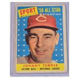 Johnny Temple 1958 Topps SPORT Magazine All-Star Selection #478 - Cincinnati Redlegs Vintage Baseball Card Johnny Temple 1958 Topps SPORT Magazine All-Star Selection #478 - Cincinnati Redlegs Vintage Baseball Card