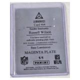 Russell Wilson 2019 Panini Luminance Printing Plate 1/1 #64 - Seattle Seahawks Football Card Russell Wilson 2019 Panini Luminance Printing Plate 1/1 #64 - Seattle Seahawks Football Card