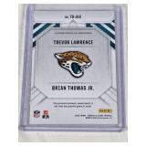 Trevor Lawrence & Brian Thomas Jr. 2025 Panini Rookies & Stars Team Duals Dual relic #TD-JAX - Jacksonville Jaguars Football Card Trevor Lawrence & Brian Thomas Jr. 2025 Panini Rookies & Stars Team Duals Dual relic #TD-JAX - Jacksonville Jaguars Football Card