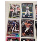 Lot of 14 Baseball Rookie Cards Featuring Adley Rutschman, Evan Carter, and Colton Cowser. Includes various brands with special features like holographic and holiday designs. Lot of 14 Baseball Rookie Cards Featuring Adley Rutschman, Evan Carter, and Colton Cowser. Includes various brands with special features like holographic and holiday designs.