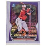 Jackson Holliday Rookie 2023 Bowman Chrome Purple Mojo #BCP-20 and Numbered 201/250 - Baltimore Orioles Baseball Card Jackson Holliday Rookie 2023 Bowman Chrome Purple Mojo #BCP-20 and Numbered 201/250 - Baltimore Orioles Baseball Card