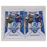 Lot of 2 Unopened 2021 Bowman Chrome Packs - Major League Baseball Cards Lot of 2 Unopened 2021 Bowman Chrome Packs - Major League Baseball Cards