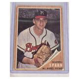 Warren Spahn 1962 Topps #100 - Milwaukee Braves Vintage Baseball Card Warren Spahn 1962 Topps #100 - Milwaukee Braves Vintage Baseball Card