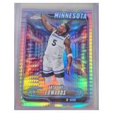 Anthony Edwards 2025 Topps Chrome Prism Refractor #77 - Minnesota Basketball Card Anthony Edwards 2025 Topps Chrome Prism Refractor #77 - Minnesota Basketball Card