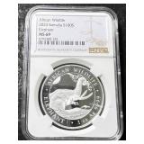 2023 AFRICAN ELEPHANT 1 TROY OZ .999 FINE SILVER NGC MS69