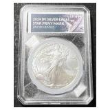 2024 AMERICAN SILVER EAGLE 1 TROY OZ .999 FINE SILVER SLABBED UNC