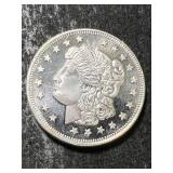 1 TROY OZ .999 FINE SILVER MORGAN DOLLAR DESIGNED ROUND