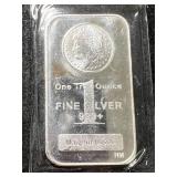 1 TROY OZ .999 FINE SILVER MORGAN DOLLAR DESIGNED BAR