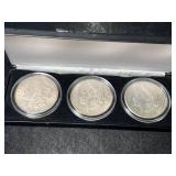 1921P-D-S US MORGAN SILVER DOLLARS IN CASE