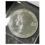 5 TROY OZ .999 FINE SILVER WASHINGTON QUARTER DESIGNED ROUND