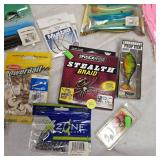 Lot of Strike King, Spiderwire, LunkerHunt, Big Bite, Mustad
