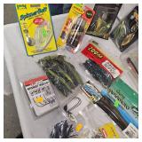 Lot of Strike King, Spiderwire, LunkerHunt, Big Bite, Mustad