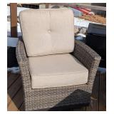 BY - Four-Piece Patio Set - 2 Chairs, Sofa & Fire Table with Beige Cushions BY - Four-Piece Patio Set - 2 Chairs, Sofa & Fire Table with Beige Cushions