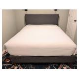 LL - Grey Upholstered Queen Bed Frame with Headboard LL - Grey Upholstered Queen Bed Frame with Headboard