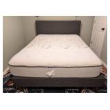 LL - Grey Upholstered Queen Bed Frame with Headboard LL - Grey Upholstered Queen Bed Frame with Headboard