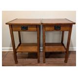 LL - Pair of Wood Side Tables with Drawers LL - Pair of Wood Side Tables with Drawers
