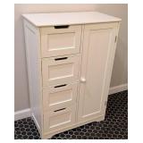 LL - Cream Painted Wood Storage Cabinet - 4 Drawers & Right Door LL - Cream Painted Wood Storage Cabinet - 4 Drawers & Right Door