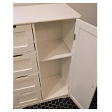 LL - Cream Painted Wood Storage Cabinet - 4 Drawers & Right Door LL - Cream Painted Wood Storage Cabinet - 4 Drawers & Right Door